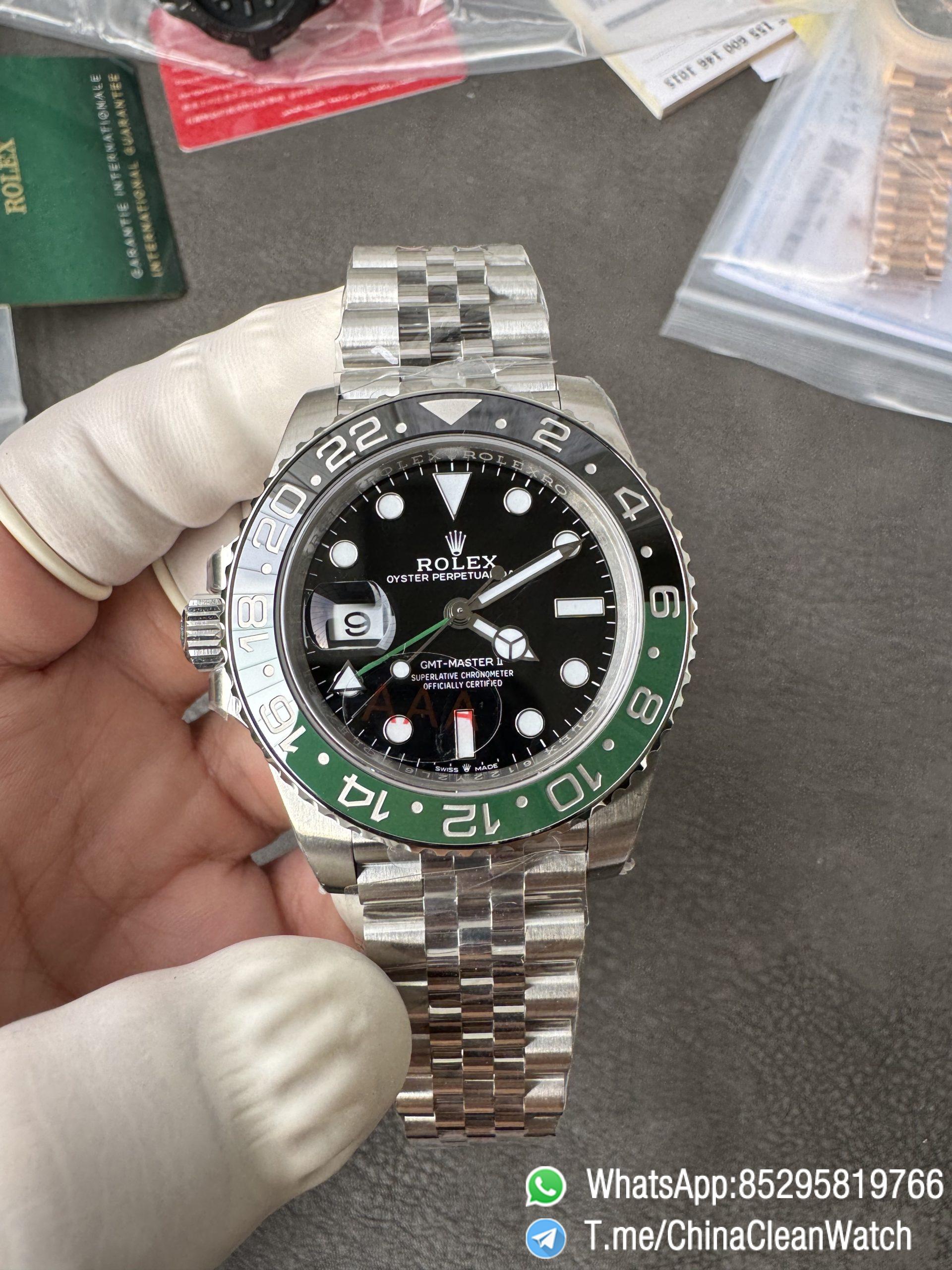 VSF GMT Master II Sprite 126720VTNR Black Green Ceramic Bezel Black Dial 904L Steel Jubilee Bracelet DD3285 Movement 03 VSF GMT Master II Sprite 126720VTNR Black Green Ceramic Bezel Black Dial 904L Steel Jubilee Bracelet DD3285 Movement 03