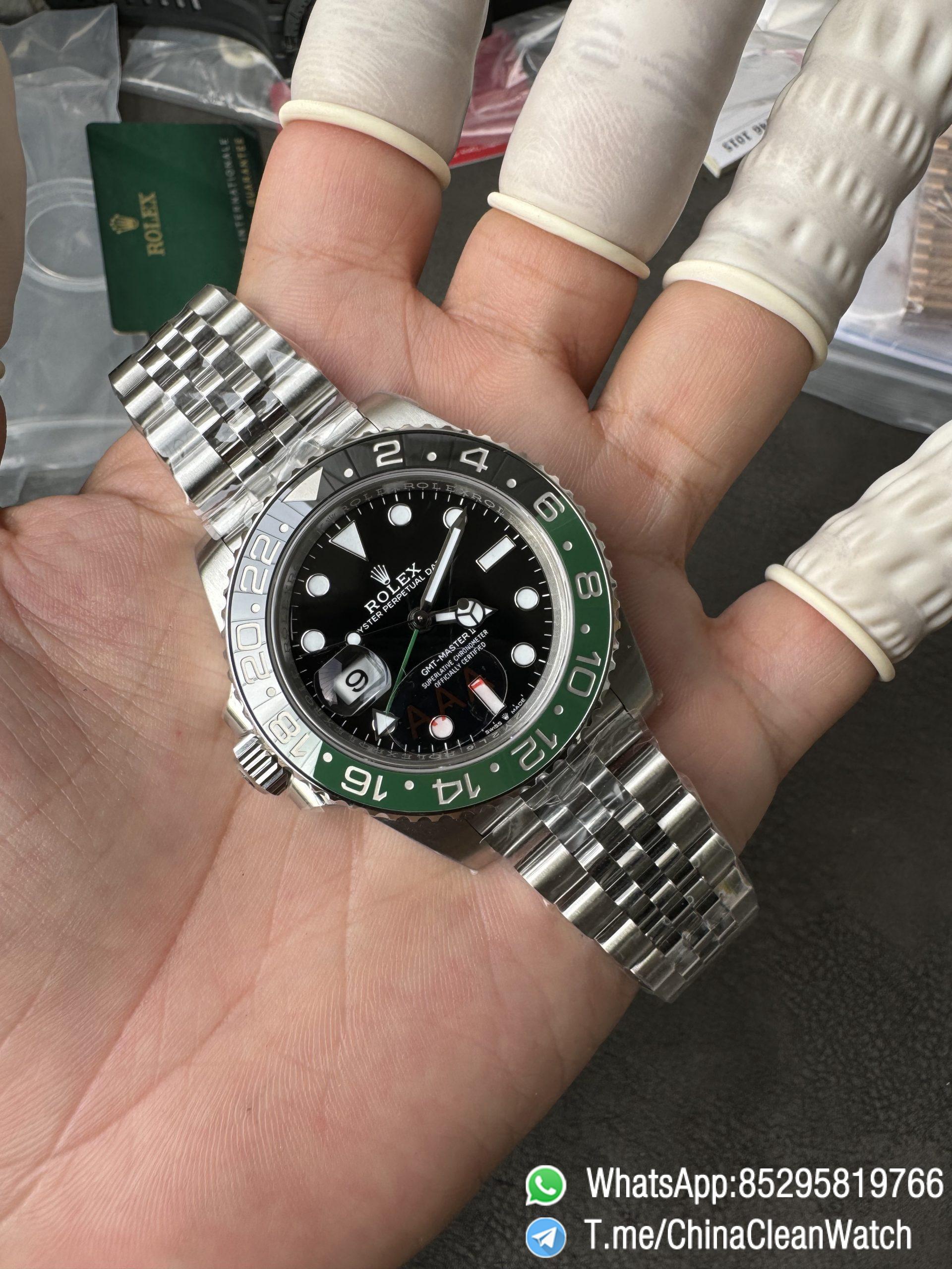 VSF GMT Master II Sprite 126720VTNR Black Green Ceramic Bezel Black Dial 904L Steel Jubilee Bracelet DD3285 Movement 04 VSF GMT Master II Sprite 126720VTNR Black Green Ceramic Bezel Black Dial 904L Steel Jubilee Bracelet DD3285 Movement 04