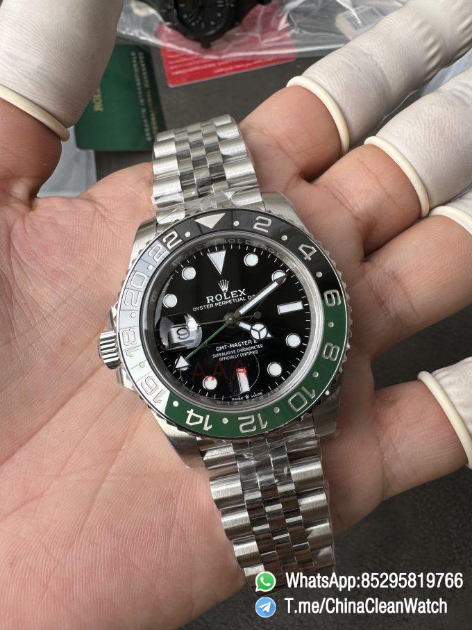 VSF GMT Master II Sprite 126720VTNR Black Green Ceramic Bezel Black Dial 904L Steel Jubilee Bracelet DD3285 Movement 05