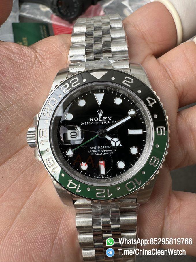 VSF GMT Master II Sprite 126720VTNR Black Green Ceramic Bezel Black Dial 904L Steel Jubilee Bracelet DD3285 Movement 06