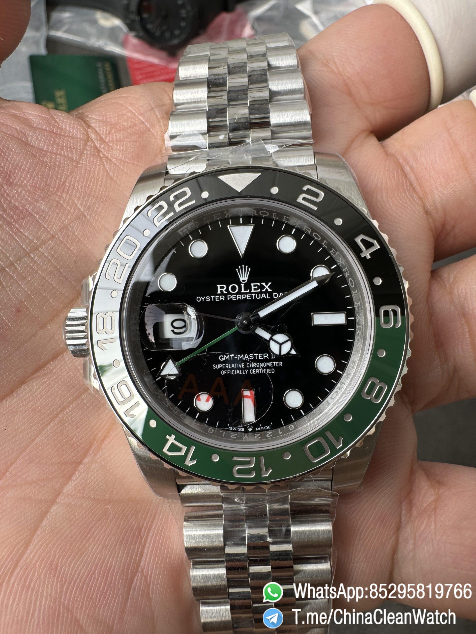 VSF GMT Master II Sprite 126720VTNR Black Green Ceramic Bezel Black Dial 904L Steel Jubilee Bracelet DD3285 Movement 06 VSF GMT Master II Sprite 126720VTNR Black Green Ceramic Bezel Black Dial 904L Steel Jubilee Bracelet DD3285 Movement 06