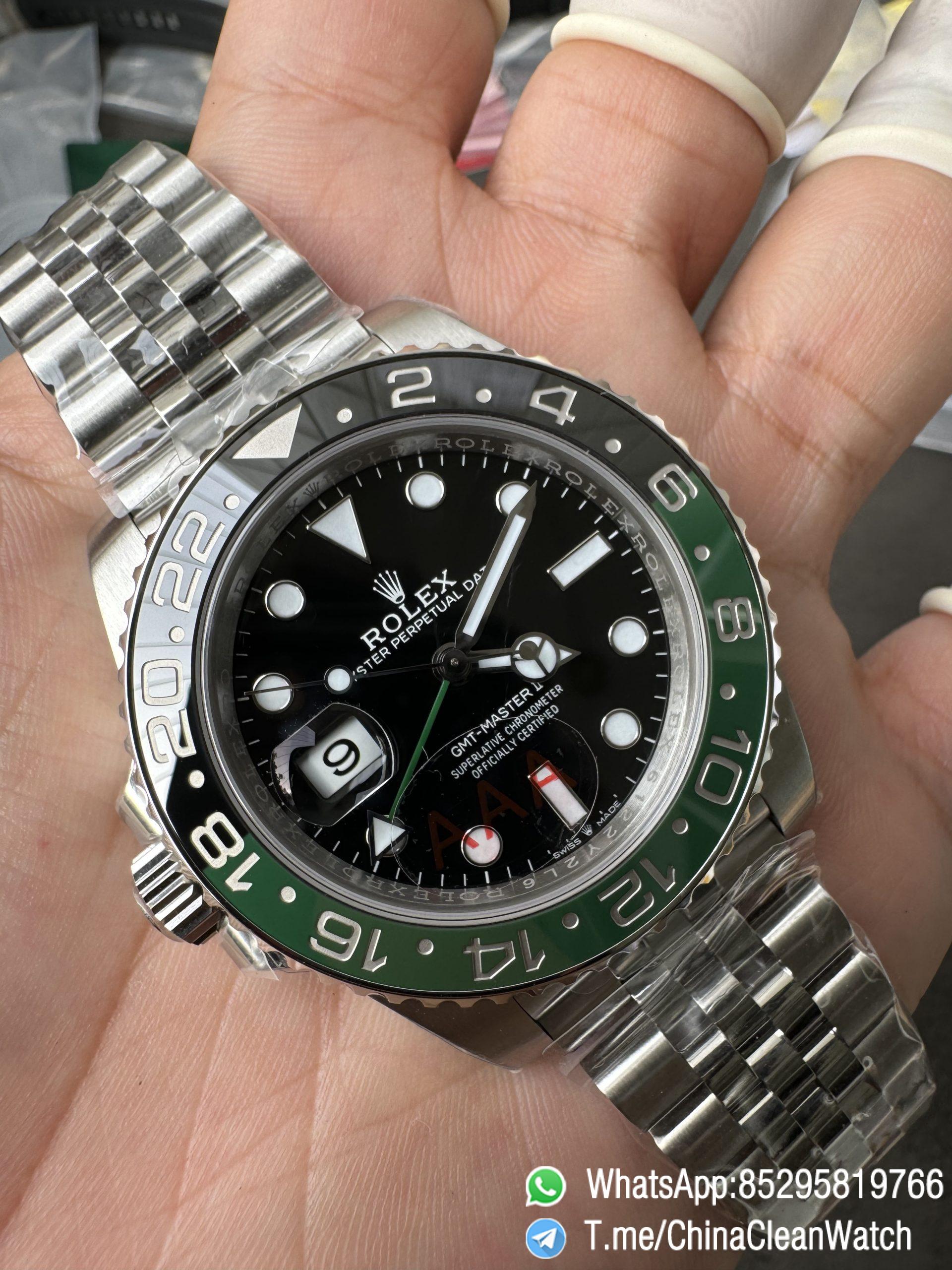 VSF GMT Master II Sprite 126720VTNR Black Green Ceramic Bezel Black Dial 904L Steel Jubilee Bracelet DD3285 Movement 07 VSF GMT Master II Sprite 126720VTNR Black Green Ceramic Bezel Black Dial 904L Steel Jubilee Bracelet DD3285 Movement 07