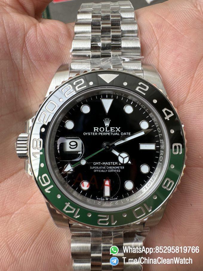 VSF GMT Master II Sprite 126720VTNR Black Green Ceramic Bezel Black Dial 904L Steel Jubilee Bracelet DD3285 Movement 08