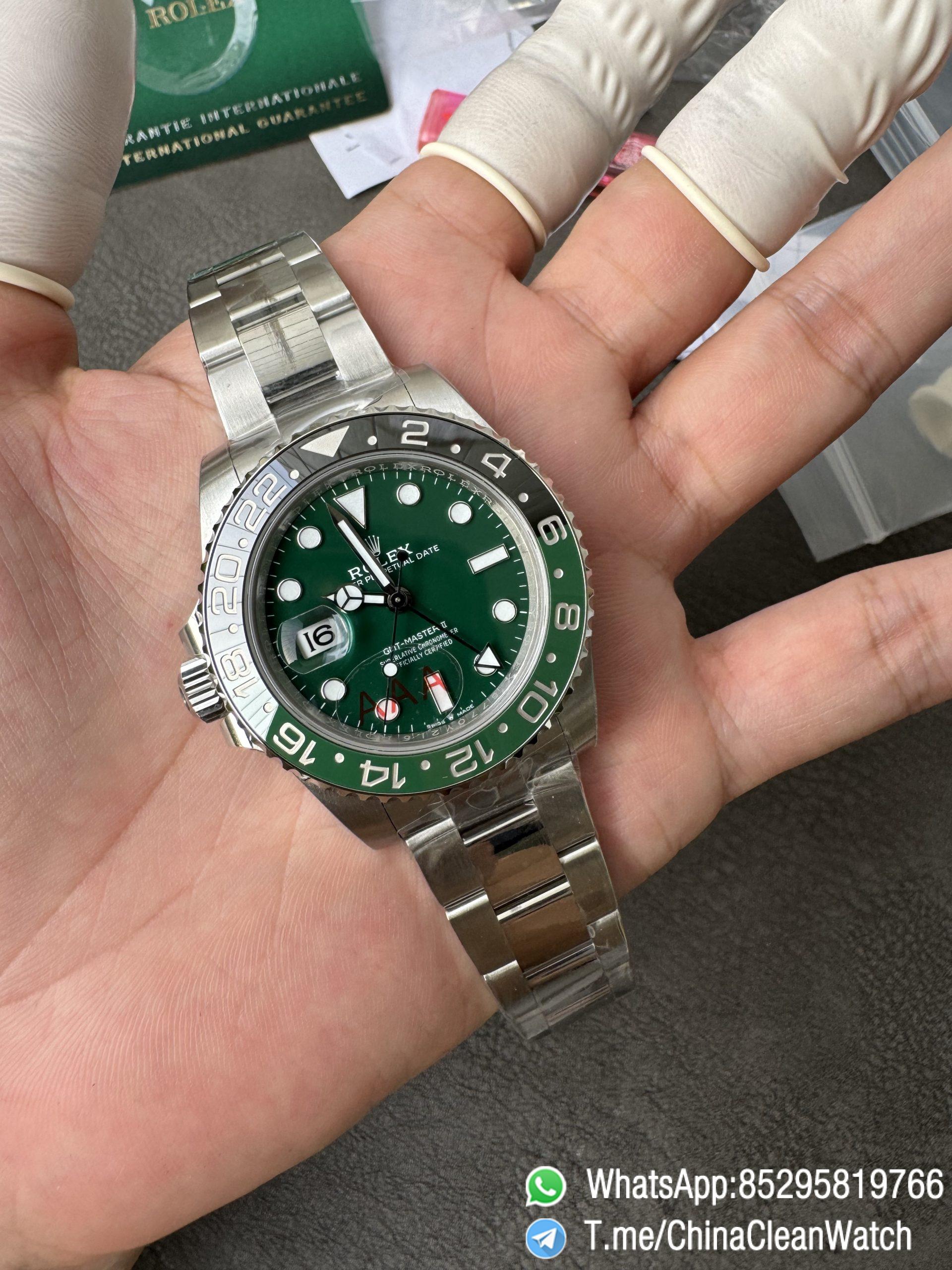 VSF GMT Master II Sprite 126729VTNR Black Green Ceramic Bezel Black Dial 904L Steel Oyster Bracelet DD3285 Movement 001 VSF GMT Master II Sprite 126729VTNR Black Green Ceramic Bezel Black Dial 904L Steel Oyster Bracelet DD3285 Movement 001