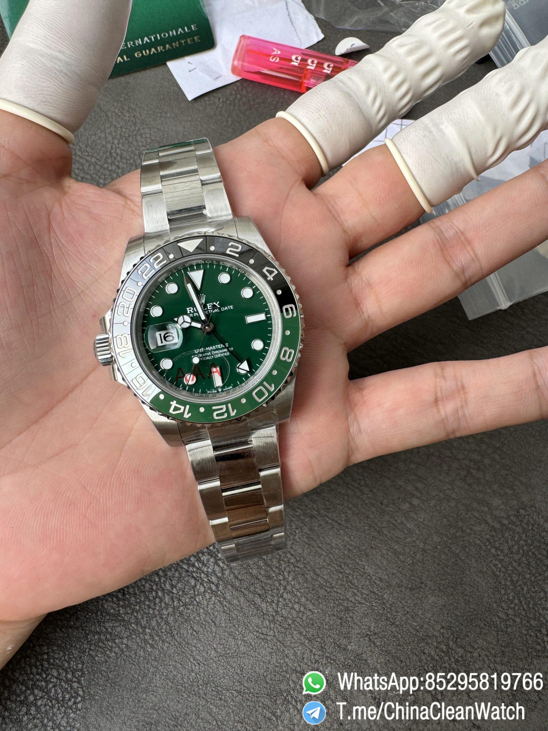 VSF GMT Master II Sprite 126729VTNR Black Green Ceramic Bezel Black Dial 904L Steel Oyster Bracelet DD3285 Movement 002 VSF GMT Master II Sprite 126729VTNR Black Green Ceramic Bezel Black Dial 904L Steel Oyster Bracelet DD3285 Movement 002