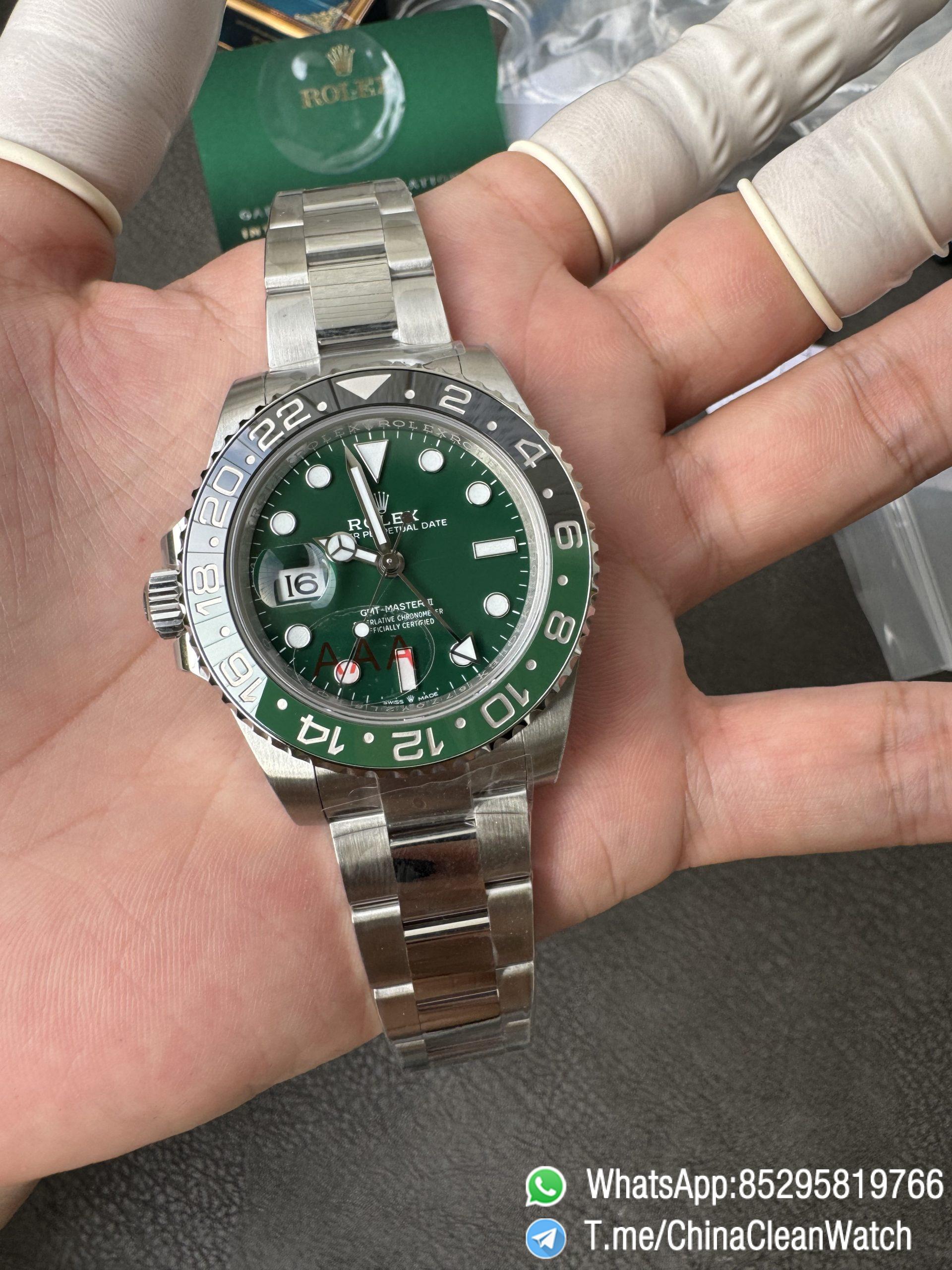 VSF GMT Master II Sprite 126729VTNR Black Green Ceramic Bezel Black Dial 904L Steel Oyster Bracelet DD3285 Movement 003 VSF GMT Master II Sprite 126729VTNR Black Green Ceramic Bezel Black Dial 904L Steel Oyster Bracelet DD3285 Movement 003