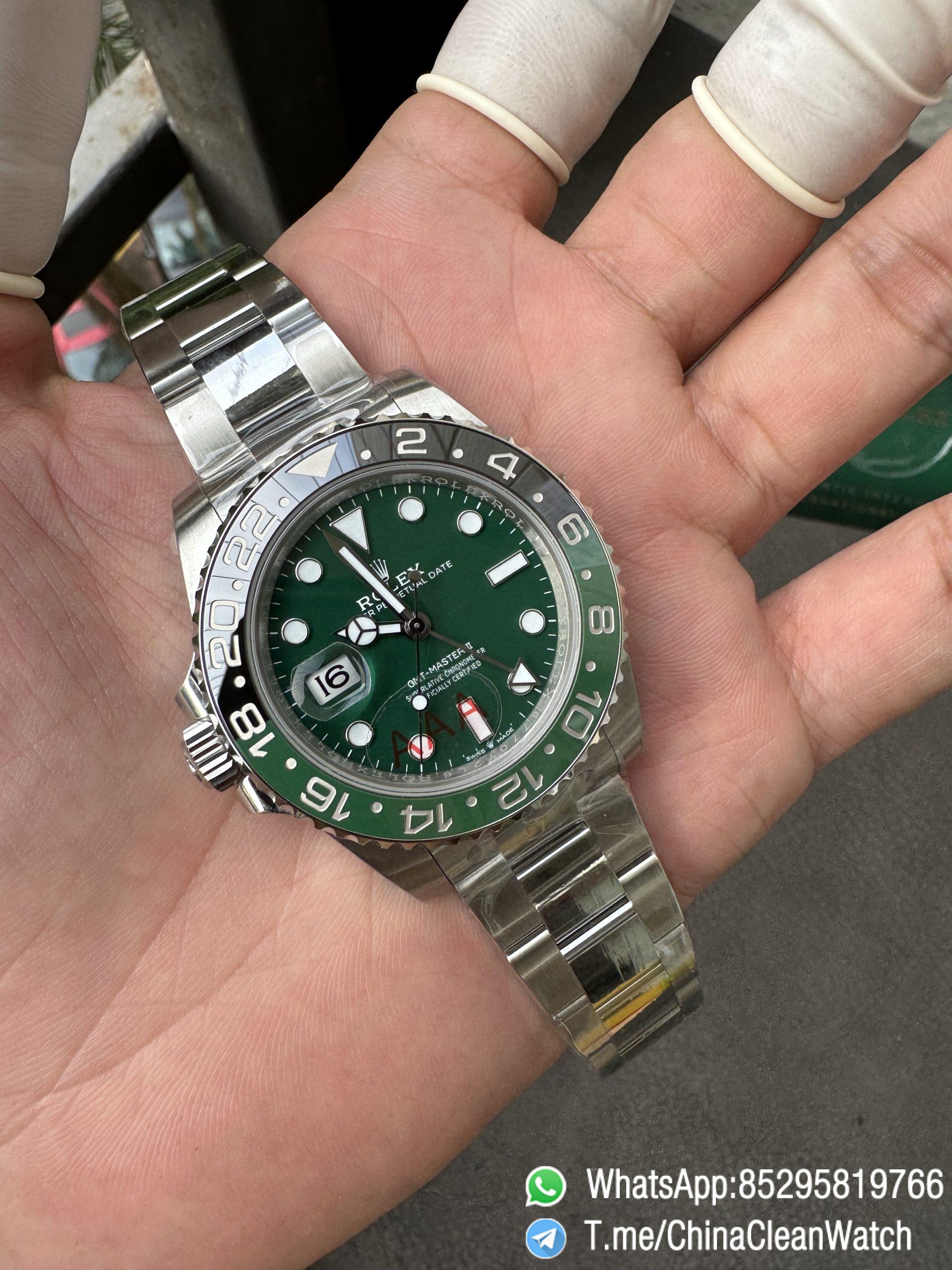 VSF GMT Master II Sprite 126729VTNR Black Green Ceramic Bezel Black Dial 904L Steel Oyster Bracelet DD3285 Movement 004 VSF GMT Master II Sprite 126729VTNR Black Green Ceramic Bezel Black Dial 904L Steel Oyster Bracelet DD3285 Movement 004