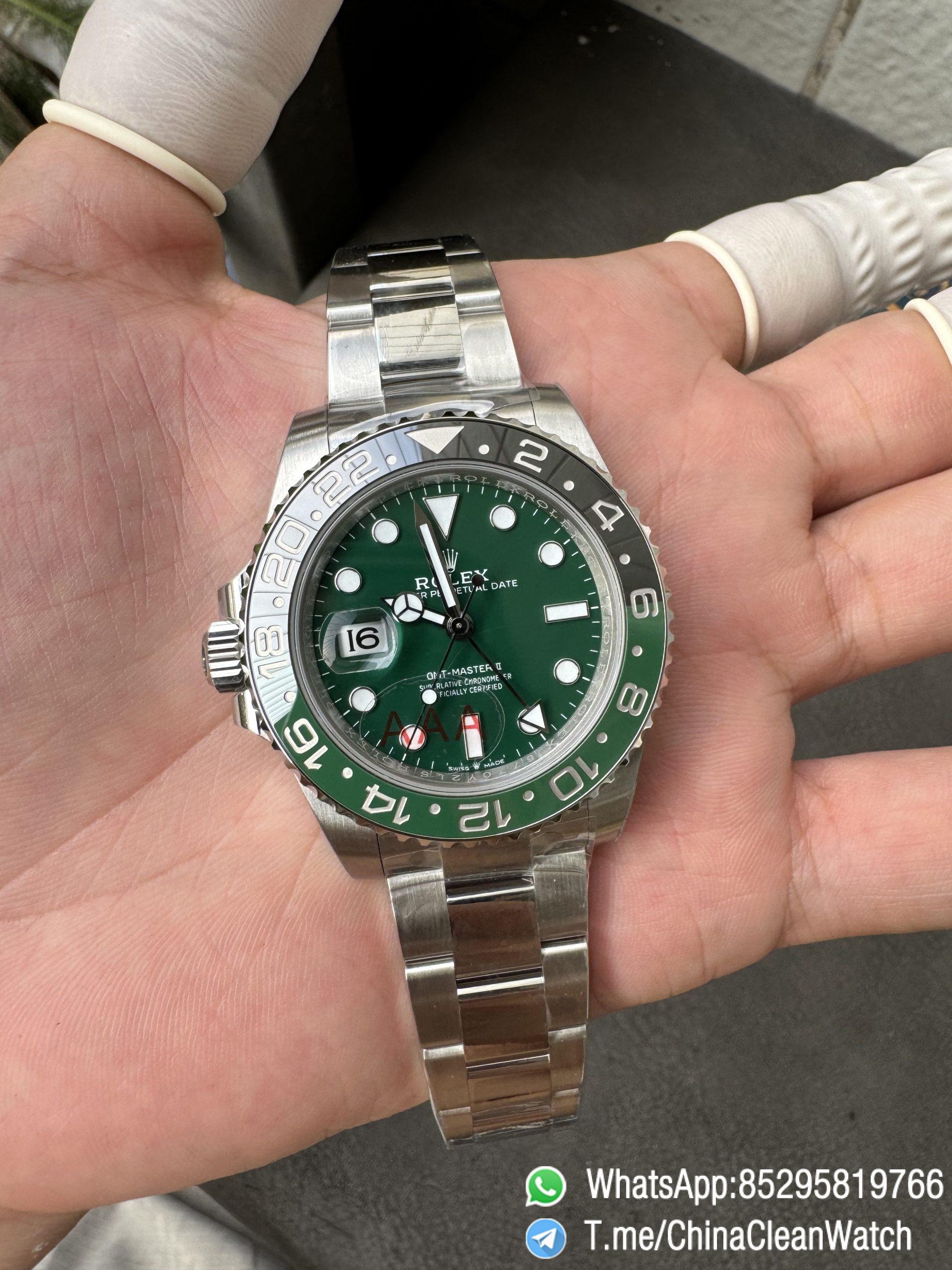 VSF GMT Master II Sprite 126729VTNR Black Green Ceramic Bezel Black Dial 904L Steel Oyster Bracelet DD3285 Movement 01 VSF GMT Master II Sprite 126729VTNR Black Green Ceramic Bezel Black Dial 904L Steel Oyster Bracelet DD3285 Movement 01