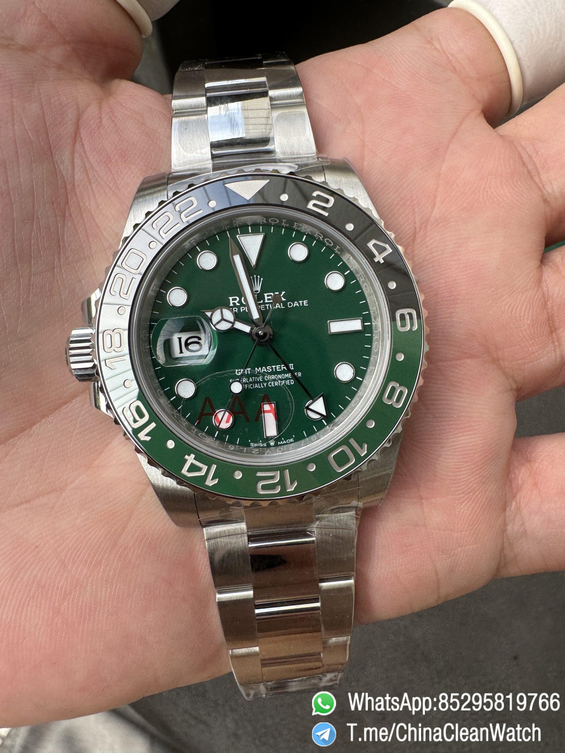 VSF GMT Master II Sprite 126729VTNR Black Green Ceramic Bezel Black Dial 904L Steel Oyster Bracelet DD3285 Movement 02 VSF GMT Master II Sprite 126729VTNR Black Green Ceramic Bezel Black Dial 904L Steel Oyster Bracelet DD3285 Movement 02