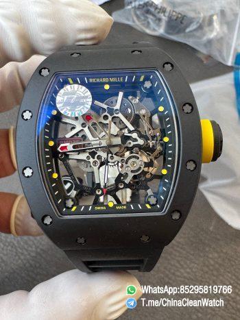 ZF Super Clone RM035 Americas Black Ceramic Case and Bezel Skeleton Dial on Black Rubber Strap SuperClone RMUL1 Caliber 00