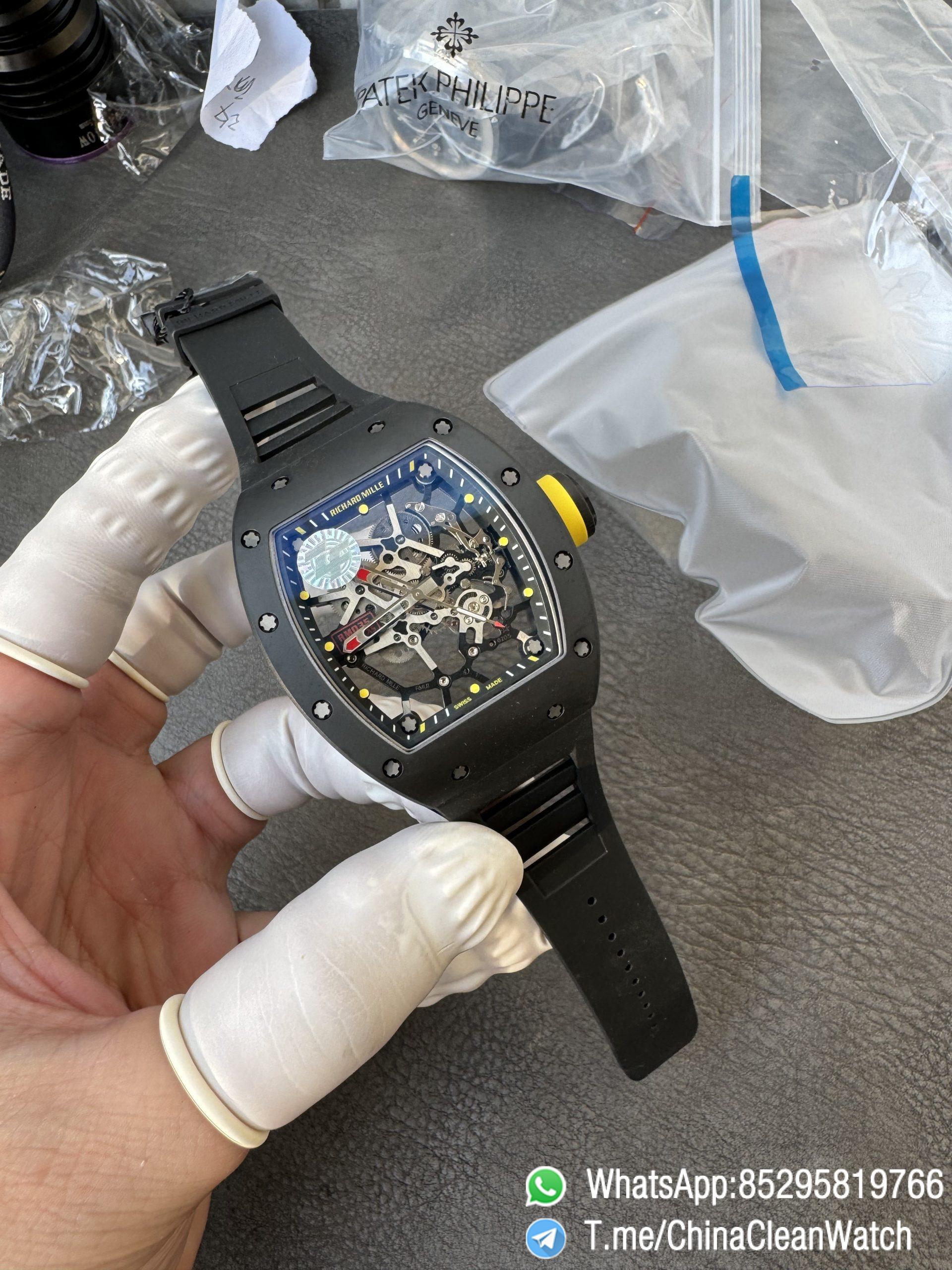 ZF Super Clone RM035 Americas Black Ceramic Case and Bezel Skeleton Dial on Black Rubber Strap SuperClone RMUL1 Caliber 01 ZF Super Clone RM035 Americas Black Ceramic Case and Bezel Skeleton Dial on Black Rubber Strap SuperClone RMUL1 Caliber 01