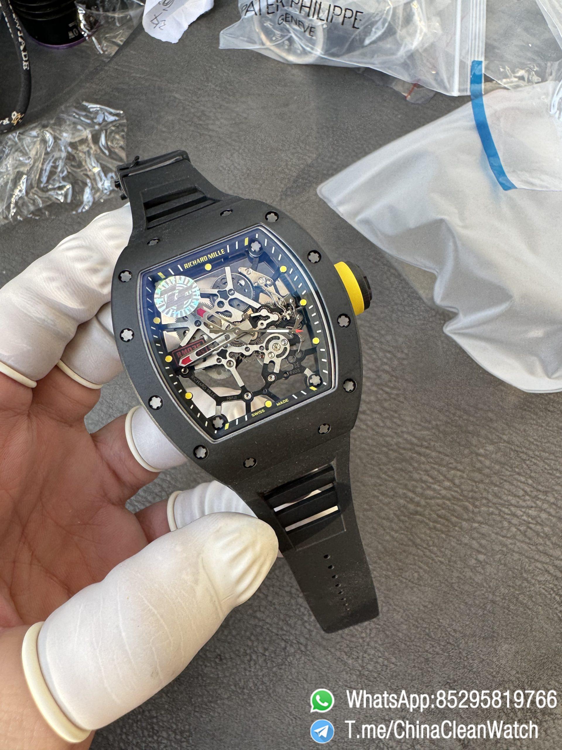 ZF Super Clone RM035 Americas Black Ceramic Case and Bezel Skeleton Dial on Black Rubber Strap SuperClone RMUL1 Caliber 02 ZF Super Clone RM035 Americas Black Ceramic Case and Bezel Skeleton Dial on Black Rubber Strap SuperClone RMUL1 Caliber 02