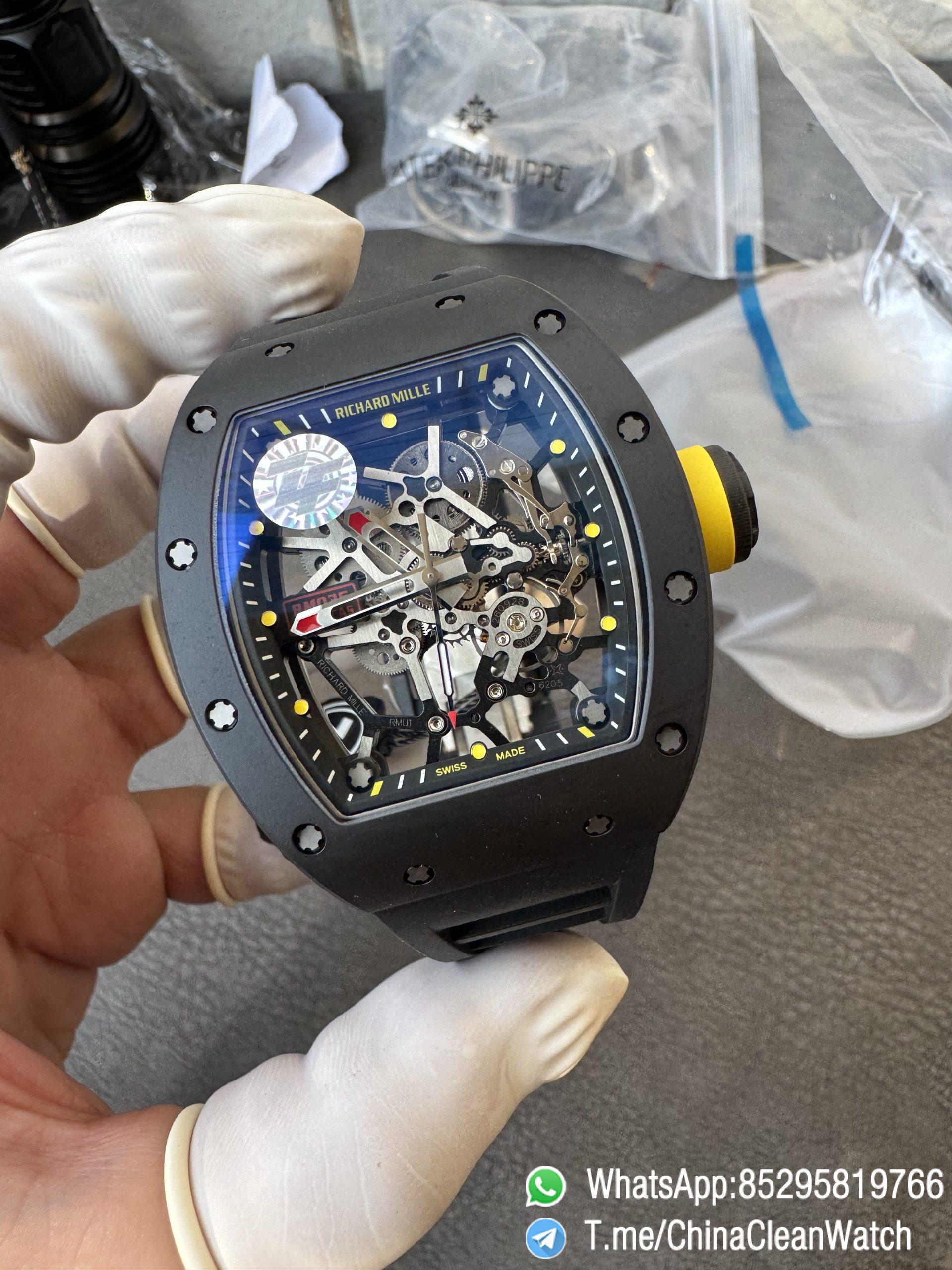 ZF Super Clone RM035 Americas Black Ceramic Case and Bezel Skeleton Dial on Black Rubber Strap SuperClone RMUL1 Caliber 03 ZF Super Clone RM035 Americas Black Ceramic Case and Bezel Skeleton Dial on Black Rubber Strap SuperClone RMUL1 Caliber 03