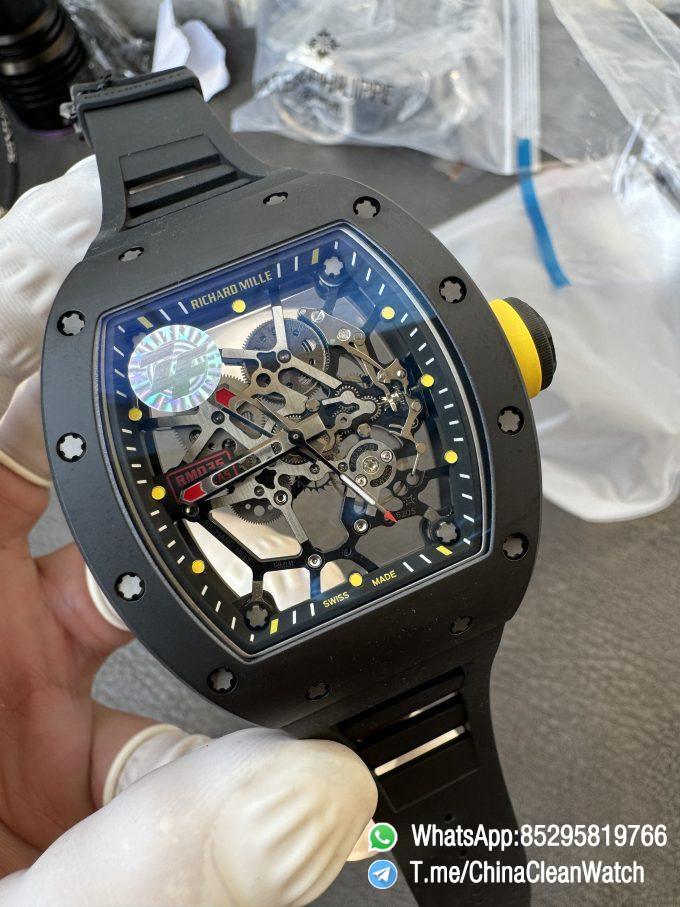 ZF Super Clone RM035 Americas Black Ceramic Case and Bezel Skeleton Dial on Black Rubber Strap SuperClone RMUL1 Caliber 04 1