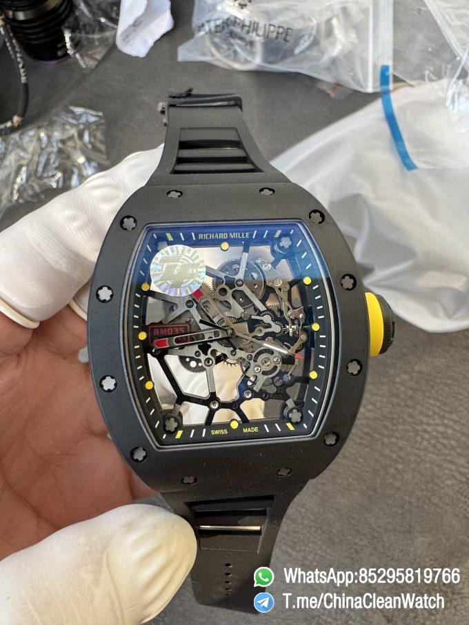 ZF Super Clone RM035 Americas Black Ceramic Case and Bezel Skeleton Dial on Black Rubber Strap SuperClone RMUL1 Caliber 05