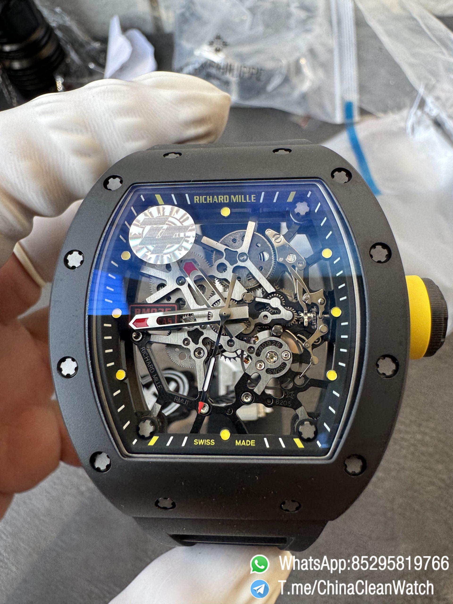 ZF Super Clone RM035 Americas Black Ceramic Case and Bezel Skeleton Dial on Black Rubber Strap SuperClone RMUL1 Caliber 06 ZF Super Clone RM035 Americas Black Ceramic Case and Bezel Skeleton Dial on Black Rubber Strap SuperClone RMUL1 Caliber 06