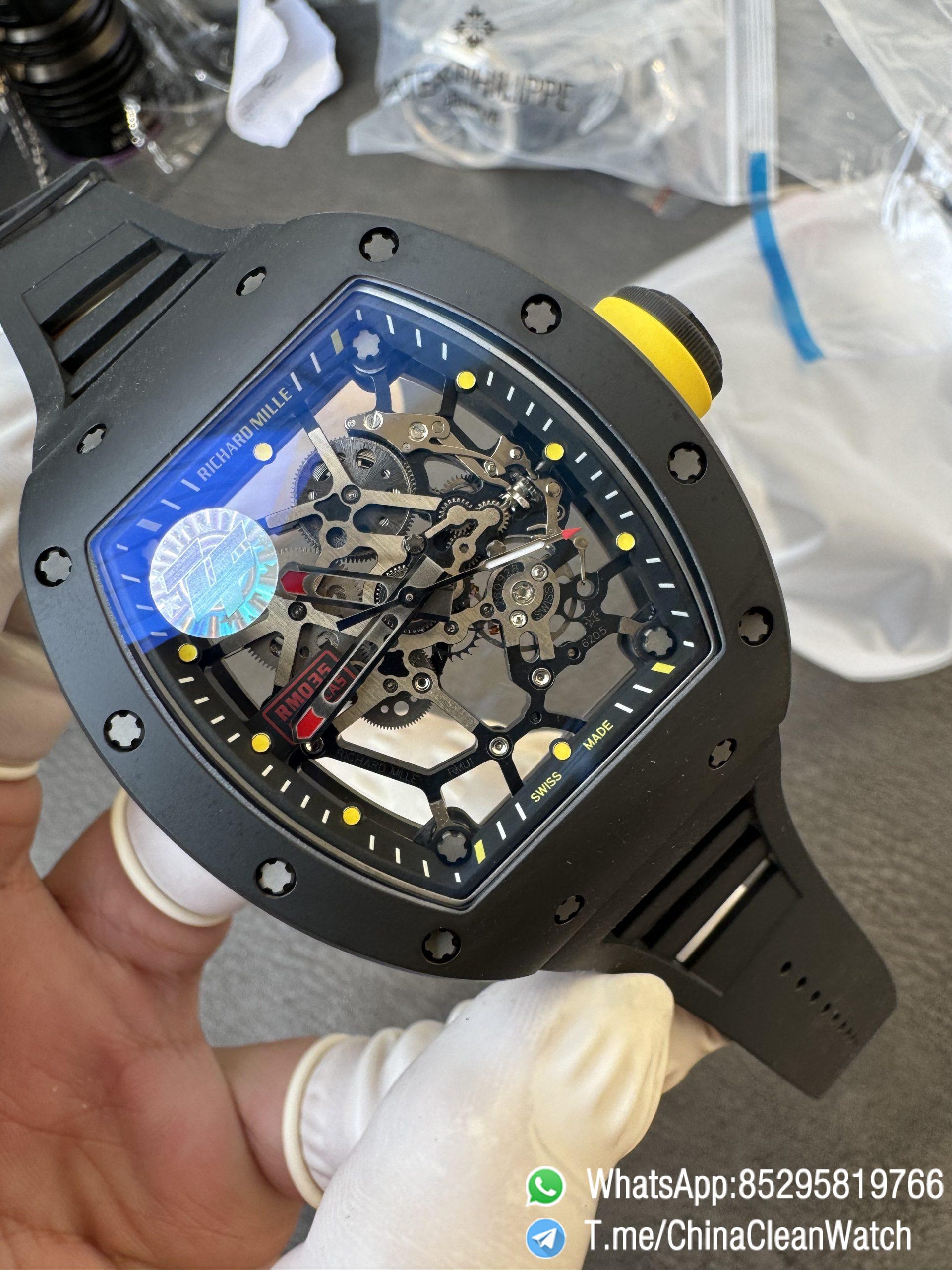 ZF Super Clone RM035 Americas Black Ceramic Case and Bezel Skeleton Dial on Black Rubber Strap SuperClone RMUL1 Caliber 07 ZF Super Clone RM035 Americas Black Ceramic Case and Bezel Skeleton Dial on Black Rubber Strap SuperClone RMUL1 Caliber 07