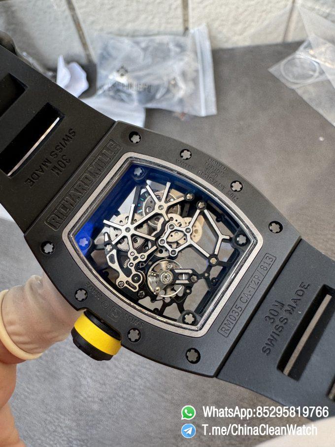 ZF Super Clone RM035 Americas Black Ceramic Case and Bezel Skeleton Dial on Black Rubber Strap SuperClone RMUL1 Caliber 10